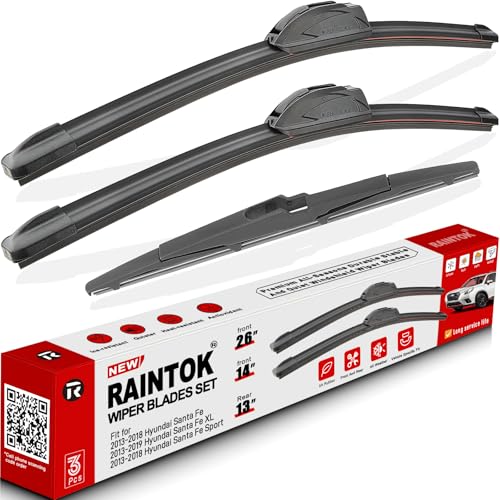 3 Pack Windshield Wiper Blades Replacement for Hyundai Santa Fe 2013 (26"/14"/13")
