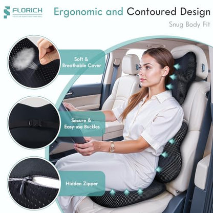 Car Seat Cushion and Lumbar Support Pillow for Office Chair Car (Black / 3 Pieces)
