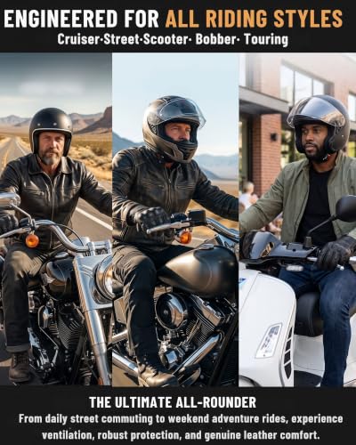 Goatskin Leather Touchscreen Motorcycle Gloves for Men (Updated,perforated / XX-Large)
