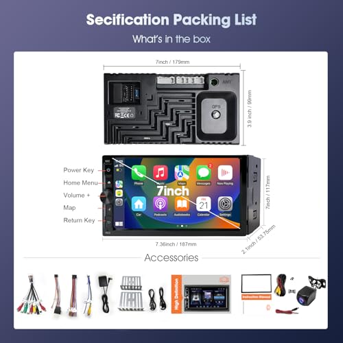 2 Din Car Radio with Wireless CarPlay & Android Auto (2+32GB-Upgraded Version)