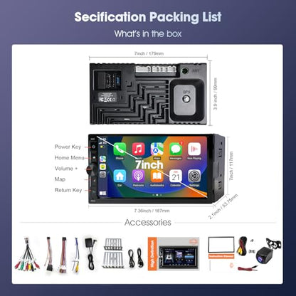 2 Din Car Radio with Wireless CarPlay & Android Auto (2+32GB-Upgraded Version)