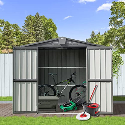 Domi Outdoor Storage Shed 6.5' x 4.2' (6' x 4' Gable Roof / Dark Gray)