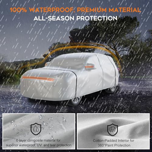 Heavy Duty SUV Car Cover Waterproof All Weather for Automobiles (Silver / Fit SUV-Length (Up To 189"))