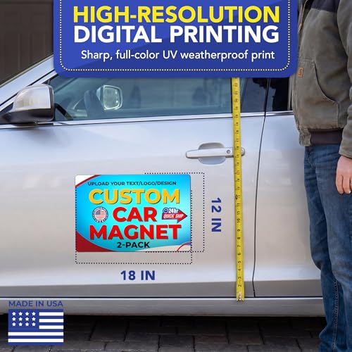 Custom Car Magnet 12x18 Inch 30 Mil 2 Pack (12" x 18" Rectangle)