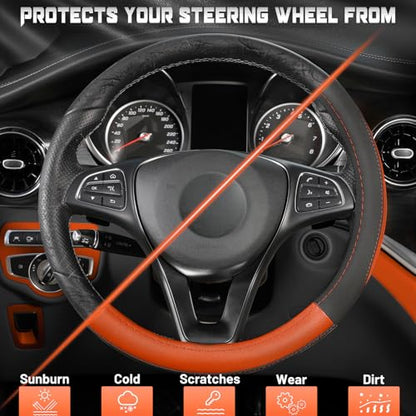 Steering Wheel Cover 14.5 (Standard size[14 1/2''-15''] / Black and Orange)