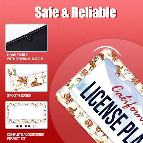 Western Cowboy License Plate Frame Horse Racing License Plate Holder Funny Personalise Car Stainless Stee Decorative Parts for Standard Us Canada Vehicles 12x6 Inch for Women Men (Western Cowboy)