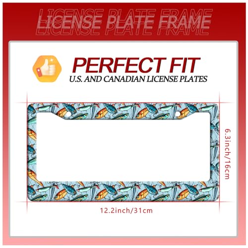 Funny Fish Fishing Stainless Steel License Plate Frame for US Cars Decor (Fishing)