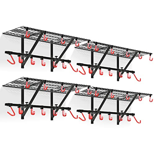 Garage Wall Shelving with Bike Hooks (4-pack)