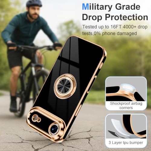 Designed for iPhone Air Case with Ring Stand Slim Black (Black / 6.5'' iPhone Air)