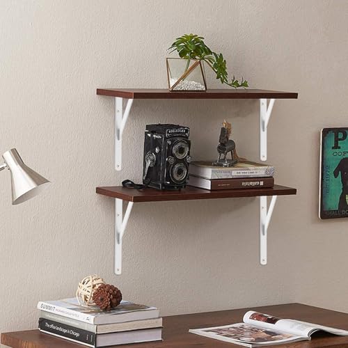 8 Pack L16 x H 10" White Heavy Duty Shelf Brackets with Screws Metal Shelf Brackets Shelf Support Angle Brackets for Shelves L Brackets Heavy Duty Floating Shelf (8 Pack-White / 16''x10'')