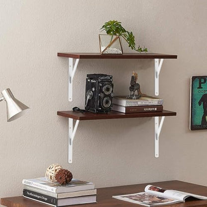 8 Pack L16 x H 10" White Heavy Duty Shelf Brackets with Screws Metal Shelf Brackets Shelf Support Angle Brackets for Shelves L Brackets Heavy Duty Floating Shelf (8 Pack-White / 16''x10'')