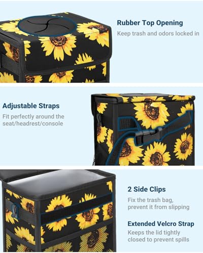 Car Trash Can with Lid (3 Gallons / Sunflower)