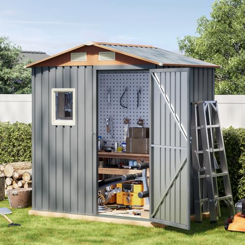 6x4FT Multi Used Shed & Outdoor Storage Shed (Matte gray / 6*4FT(Base Not Included))