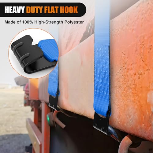 Truck Straps 4" x 30' Heavy Duty Tie Down with Flat Hooks (10Pcs 4in x 30ft Truck Straps Blue)
