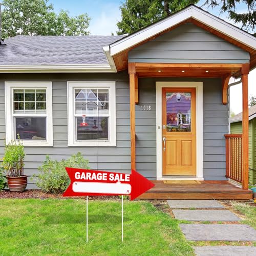 12 Pcs Garage Sale Signs with Stakes Double Sided (Red and White)