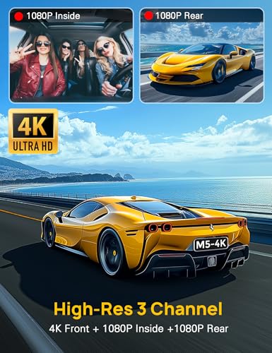 3 Channel 4K Dash Cam Front and Rear Inside