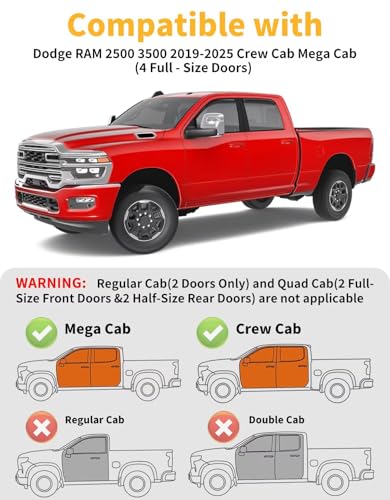 Window Visors Rain Guards for 2019 (Fit for 2019-2026 Dodge RAM 2500 3500 Crew Cab)