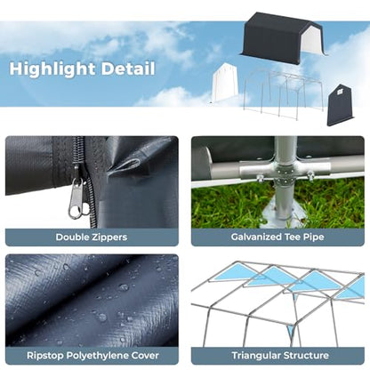 10x15 ft Storage Shelter Shed Portable Outdoor Carport Garage (10x15 Ft)