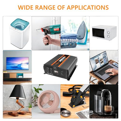 3500W Pure Sine Wave Inverter 12V to 120V with 4 Power Outlets for RV Solar Power (M-3500)