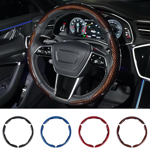 Carbon Fiber Steering Wheel Cover 3PCS Set (Brown)