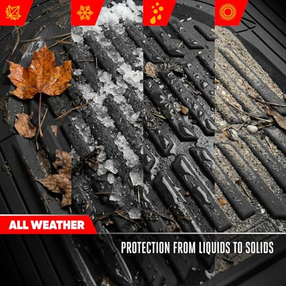 MotorTrend FlexTough Black Car Floor Mats Rubber All Weather Automotive 2pc (2pc Front (Sedan, Compact) / Black)