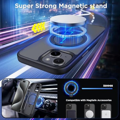Magnetic Case for iPhone 15 with Stand (6.1" (for iPhone 15) / Matte Black)
