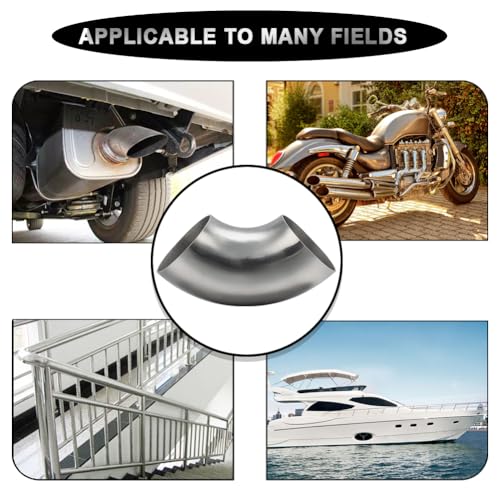 OD 1.5 Inch 90 Degree SS304 Stainless Steel Bend Tube Exhaust Elbow Pipe for Car Modified Exhaust System 1.5" Piping Silver Tone (1.5”)