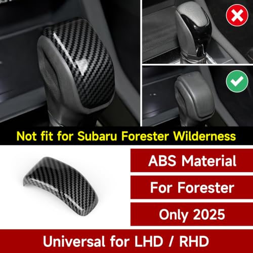 Car Carbon Fiber ABS Gear Shift Knob Panel Sticker Cover Interior Trim Decal Only for Subaru Forester 2025 Accessories (Gear Shift Knob Decal)