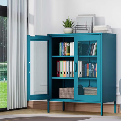 Metal Storage Cabinet with Mesh Doors (Blue / 40''H)