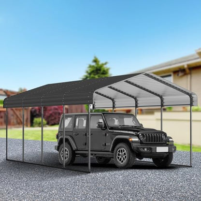 12x20 FT Metal Carport (12x20 FT/Black)