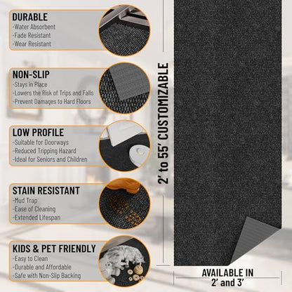 3x40 Commercial Floor Mat Heavy Duty High Traffic Utility Carpet (Black Hobnail / 2'7" x 40' (Runner))