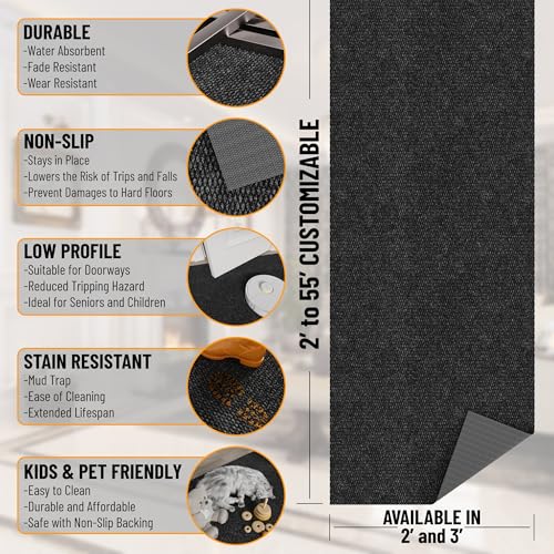 3x35 Commercial Floor Mat Heavy Duty High Traffic Utility Carpet (Black Hobnail / 2'7" x 35' (Runner))