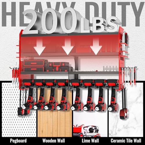 Power Tool Organizer Wall Mount (Red / 1PC 8 Drills Holder)