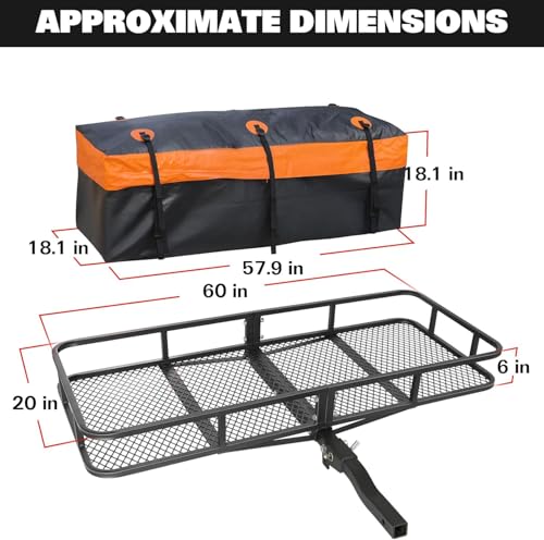Folding Hitch Mount Cargo Carrier 60" x 20" x 6" (60" x 20" x 6")