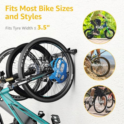 Enhanced Bike Storage Rack (3 Bike Racks & 2 Helmet Hooks)