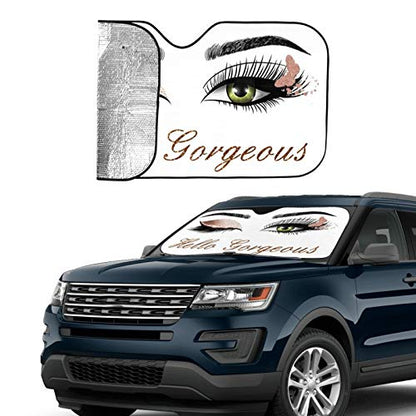 Car Windshield Sun Shade (Eyelashes / Expanded: 140 × 76 cm, Folded: 33 × 11 cm)