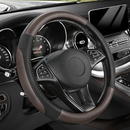 Steering Wheel Cover 14.5 (Standard size[14 1/2''-15''] / Black and Dark Brown)