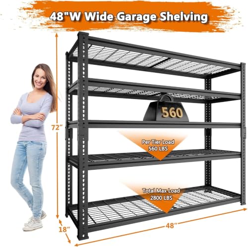 Storage Shelves Heavy Duty (5 Tier 48"W x 18"D x 72"H)