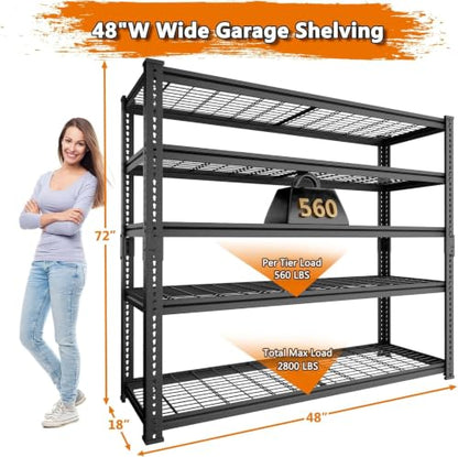 Storage Shelves Heavy Duty (5 Tier 48"W x 18"D x 72"H)