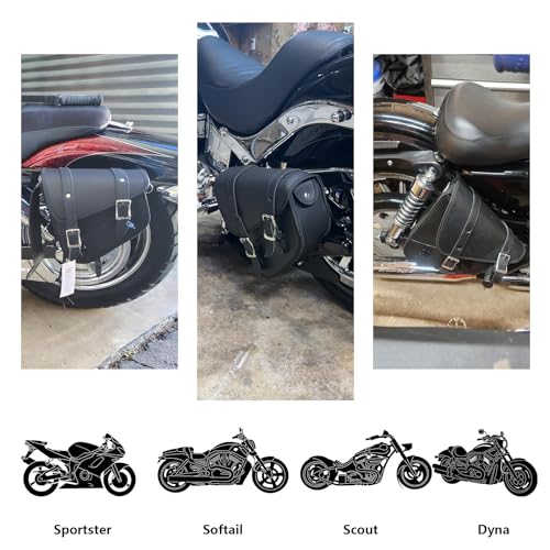Motorcycle Saddle Bags Solo Swing Arm Bag For Sportster Softail PVC Waterproof Motorcycle Luggage Bags for Motorcycle or Bike (Black / Left Side)