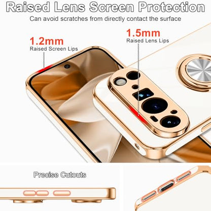 for Google Pixel 10 Pro XL Case with Ring Stand White (White / 6.8" Pixel 10 Pro XL)