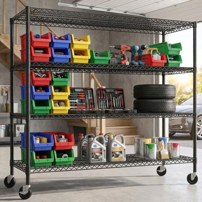 4 Tier Heavy Duty Metal Shelving Unit (60''W X 24'' D X 65.3'' H)