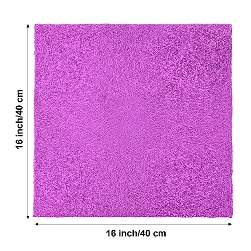 30 Pcs 16 x 16 Inch Edgeless Microfiber Plush Towels for Cars Detailing Drying Wash Polishing Absorbent Cleaning Cloths (Purple / 16 x 16 Inch)