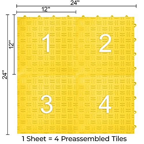 SnapLock GarageTrac 12"x12" Interlocking Garage Tiles (24 Pack / Yellow)