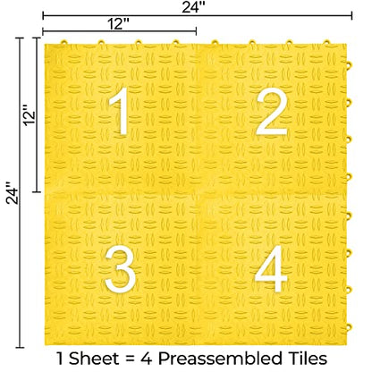 SnapLock GarageTrac 12"x12" Interlocking Garage Tiles (24 Pack / Yellow)