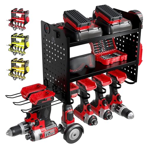 Power Tool Organizer Wall Mount (6 Drill Holder / Black)