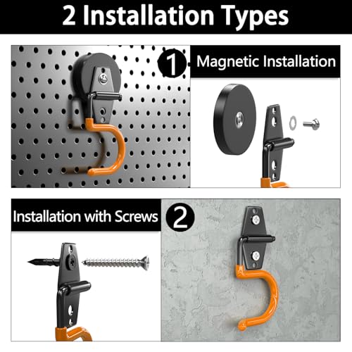 Magnetic Mop Broom Holder and Mop Organizer 4 Pack (2.6"x4-S / Orange)