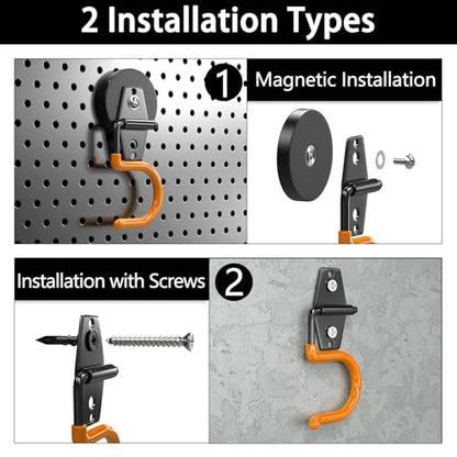 Magnetic Mop Broom Holder and Mop Organizer 4 Pack (2.6"x4-S / Orange)