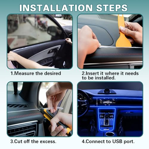 EL Wire Interior Car LED Strip Lights (Blue)