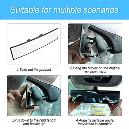 12 Inch Panoramic Car Rearview Mirror (White)